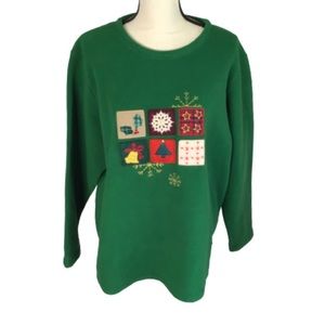 Holiday Editions Green Appliqué Christmas Fleece 2X